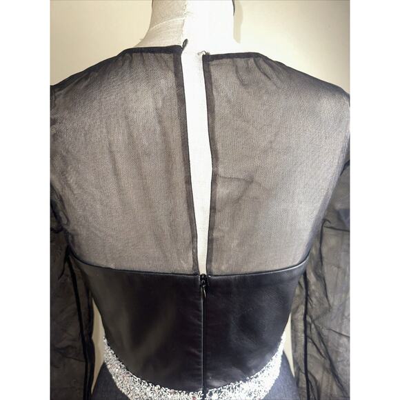 NWT WES GORDON Black Silk Lace Asymmetrical Hem CAMISOLE SLIP Dress Sz 8 $1094 - Picture 11 of 14